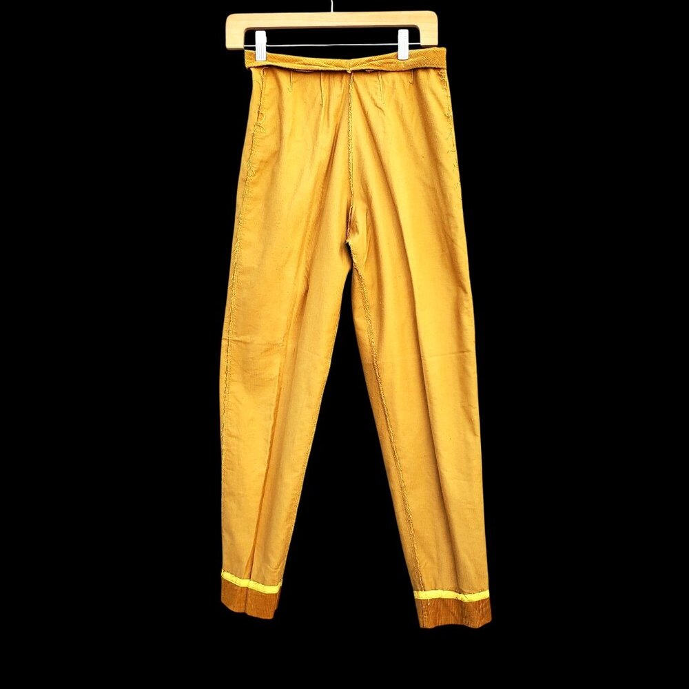 50s Pant Set Yellow Corduroy Velvet XS 21 Inch Waist - Picture 10 of 14